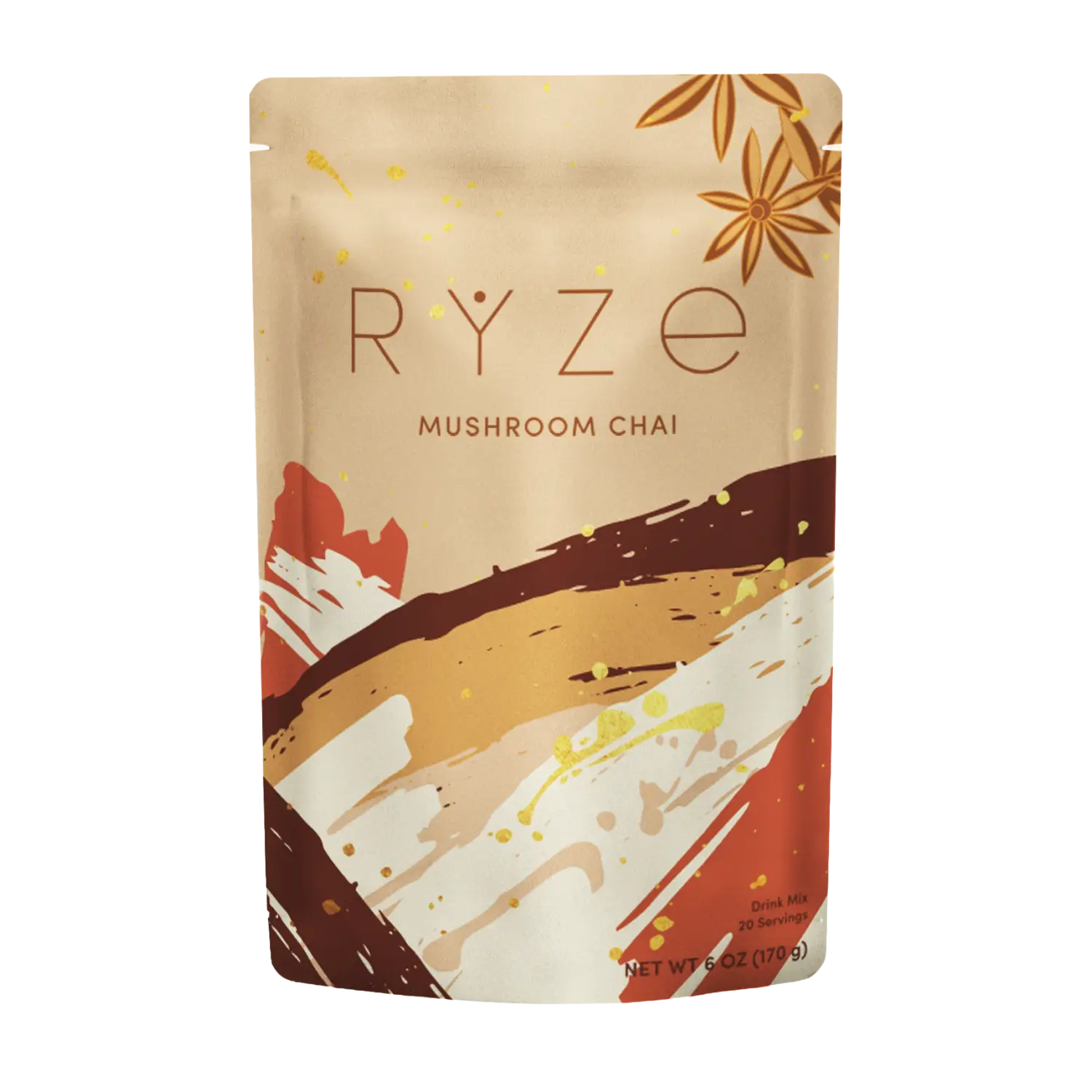 RYZE Mushroom Chai — Organic Instant Chai with Reishi & Organic Black Tea, 20 Servings T0