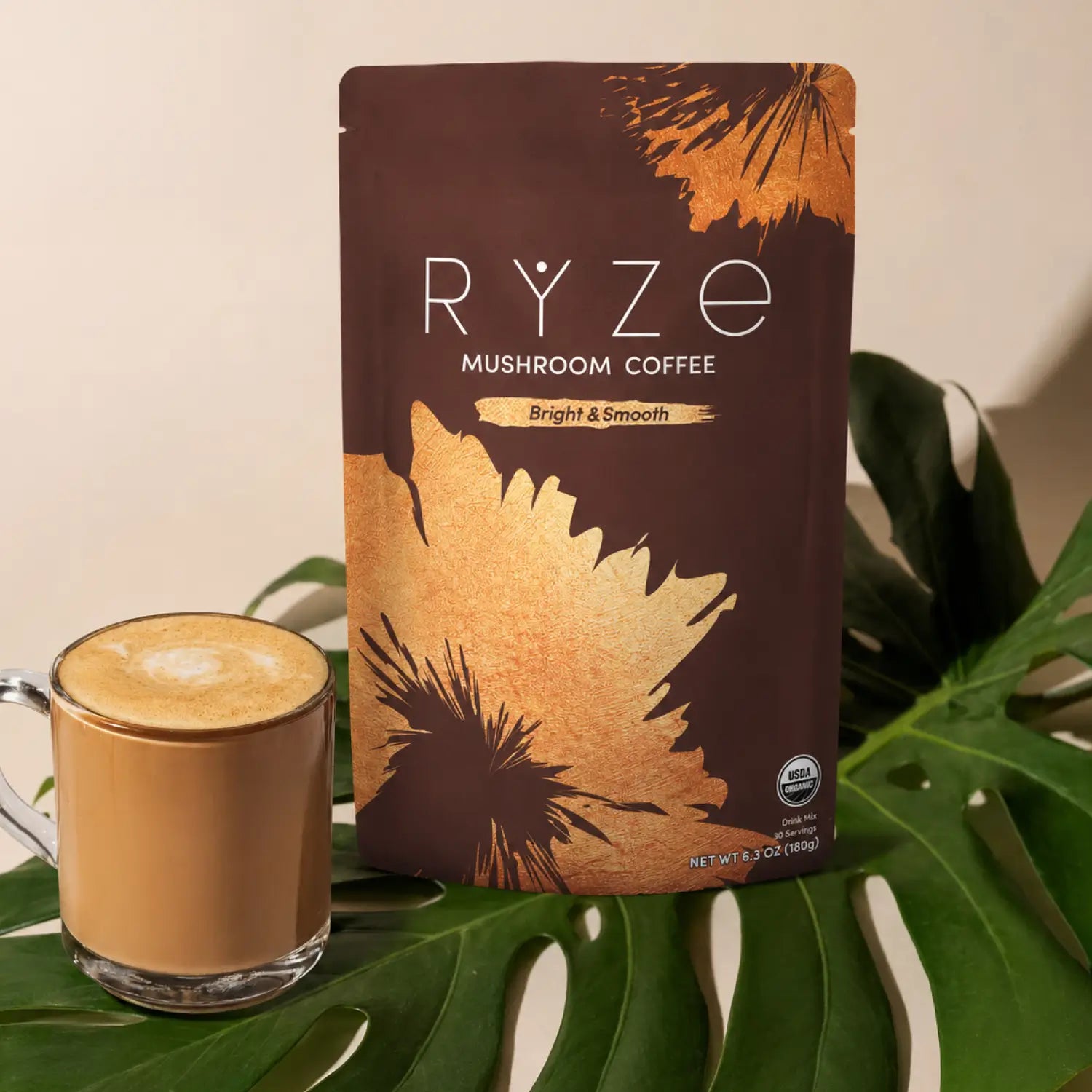 RYZE Mushroom Coffee — Organic Instant Coffee with Cordyceps & Reishi, 30 Servings X5