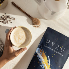 RYZE Mushroom Hot Cocoa — Organic Instant Cocoa with L-Theanine & Melatonin, 20 Servings Y9