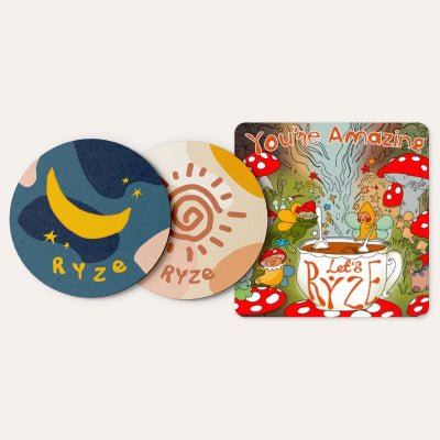 Coasters + Mushroom Magnet H9