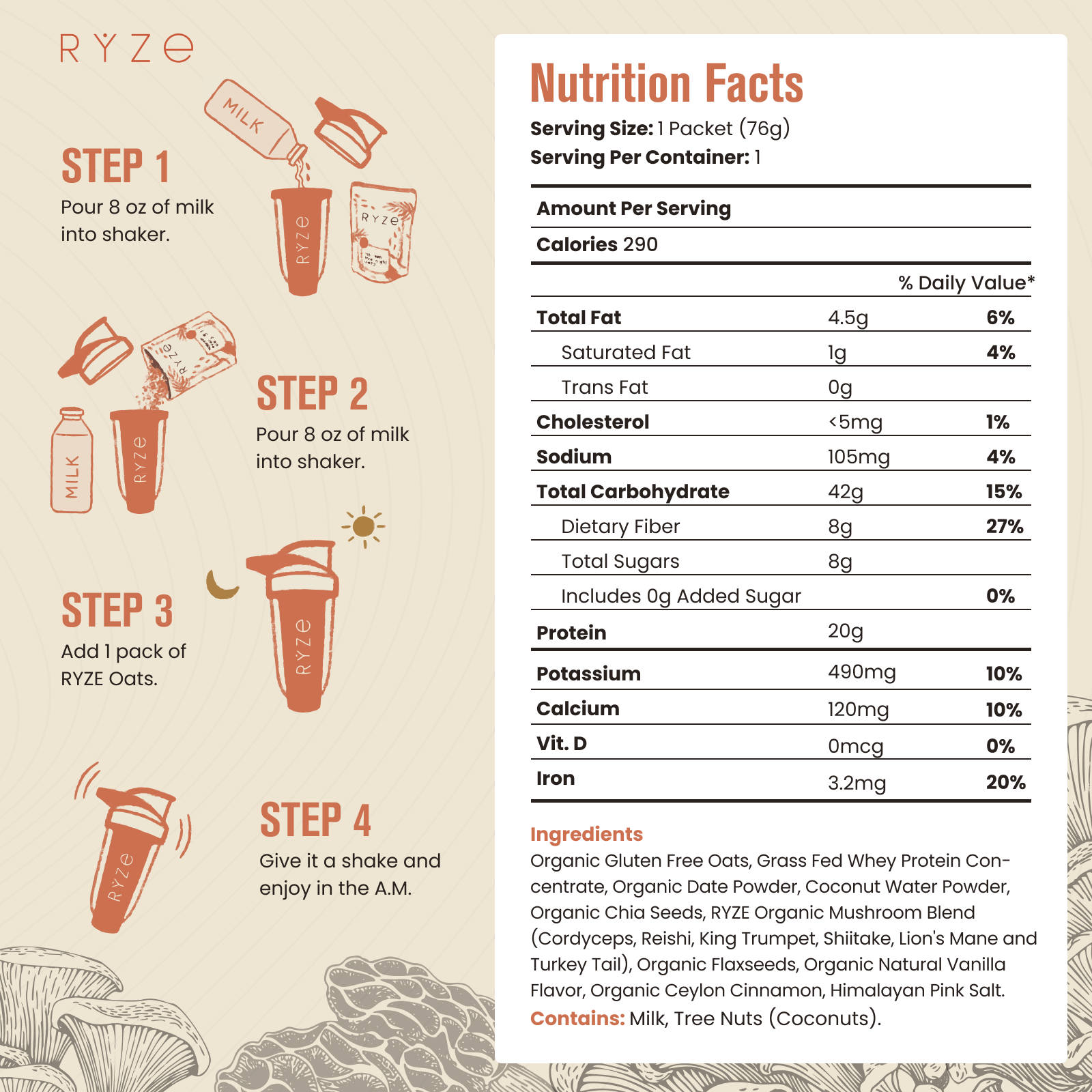 Mushroom Overnight Oats Pack (14 Servings) A1