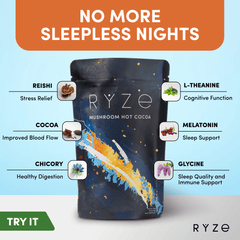 RYZE Hot Cocoa - with 6 Sleep Superfoods to Help Fall Asleep and Stay Asleep G8