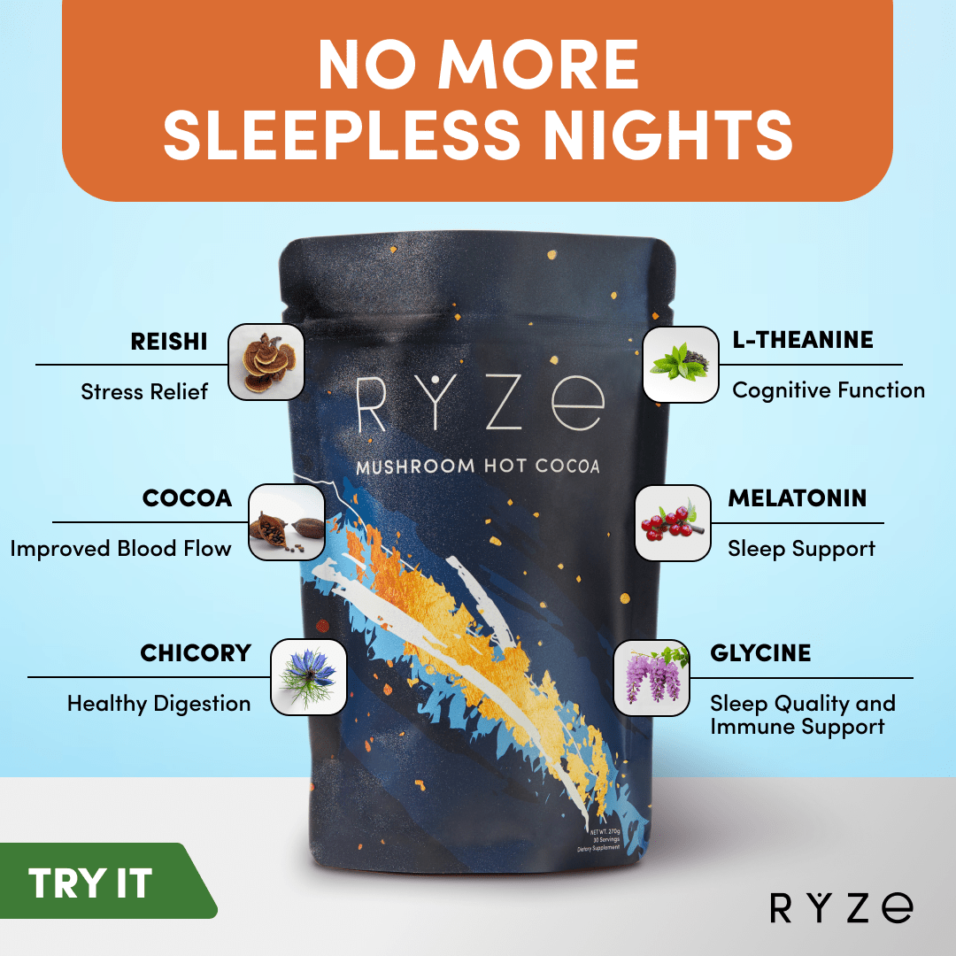 RYZE Hot Cocoa - with 6 Sleep Superfoods to Help Fall Asleep and Stay Asleep G8