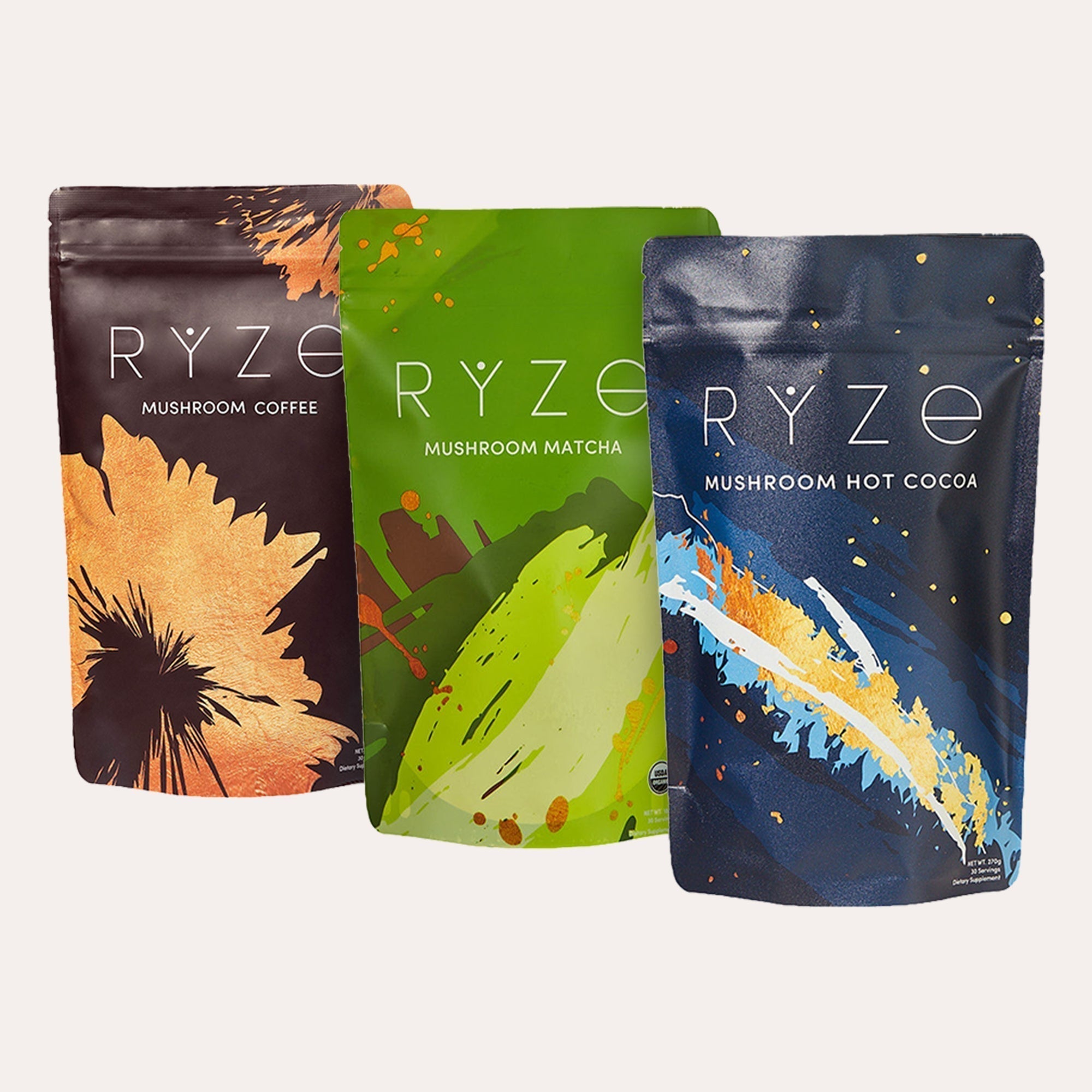 RYZE Mushroom Matcha - with 6 Organic Adaptogenic Mushrooms Grown In USA and Ceremonial-Grade Japanese Matcha U1