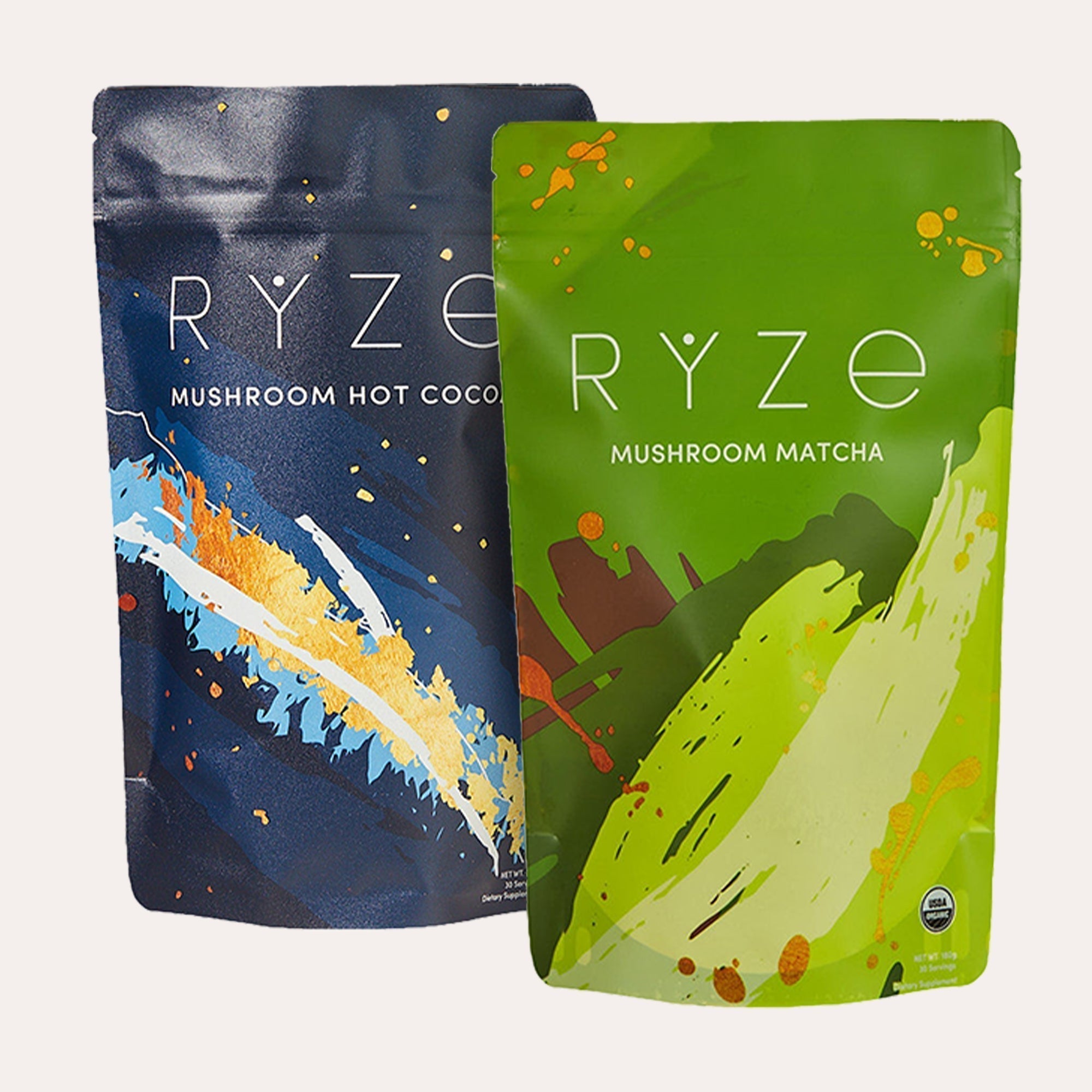 RYZE Mushroom Matcha - with 6 Organic Adaptogenic Mushrooms Grown In USA and Ceremonial-Grade Japanese Matcha U1